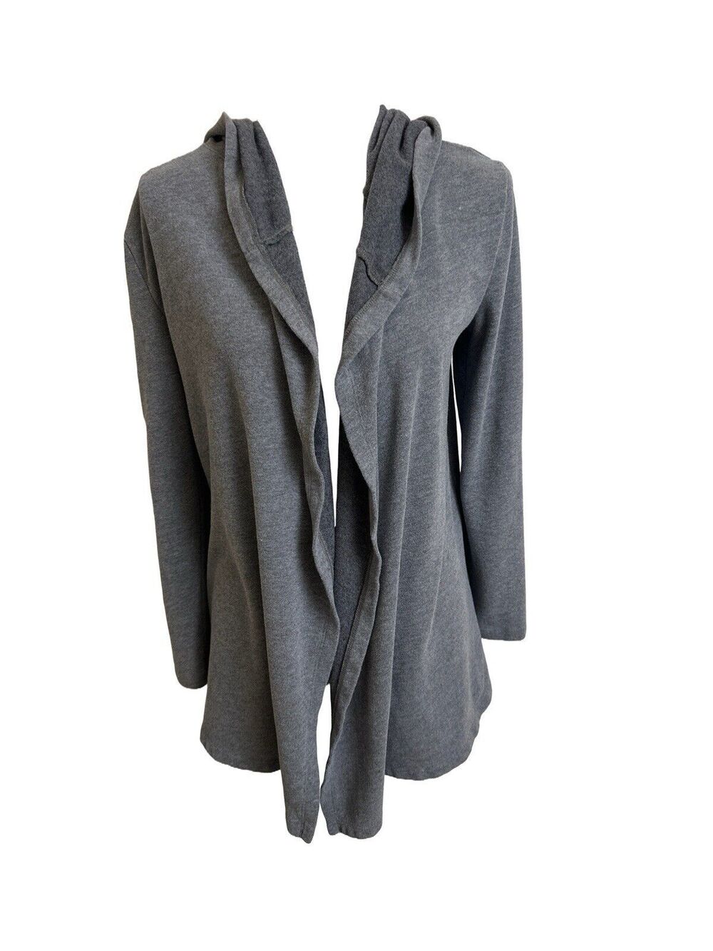 Ann Taylor Loft Lounge Women's S Gray Hooded Open Front Cardigan Soft Brushed
